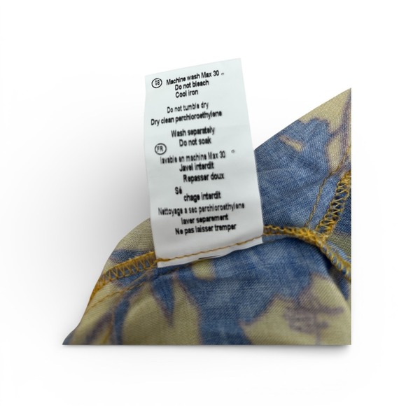 The Korner Floral Mini Dress NWT Blue Mustard Yellow Long Sleeve Size S Small - Picture 2 of 3